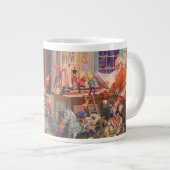 Weihnachten, Weihnachtsmann mit Elfen Workshop Jumbo-Tasse (Vorderseite Rechts)