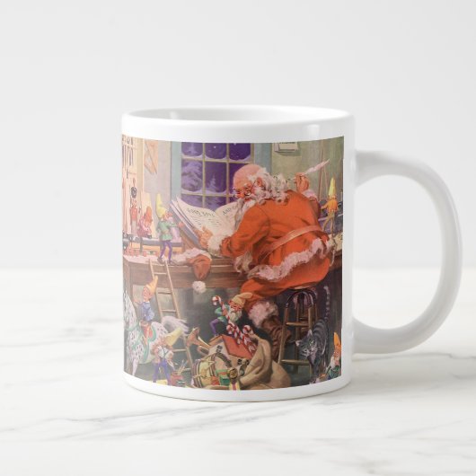 Weihnachten, Weihnachtsmann mit Elfen Workshop Jumbo-Tasse (Rechts)