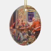 Weihnachten, Weihnachtsmann mit Elfen Workshop Keramikornament (Rechts)