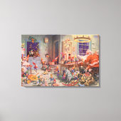 Weihnachten, Weihnachtsmann mit Elfen Workshop Leinwanddruck (Vorderseite)