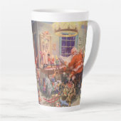 Weihnachten, Weihnachtsmann mit Elfen Workshop Milchtasse (Rechte Ecke)