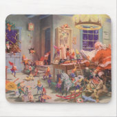 Weihnachten, Weihnachtsmann mit Elfen Workshop Mousepad (Vorne)