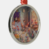 Weihnachten, Weihnachtsmann mit Elfen Workshop Ornament Aus Metall (Rechts)