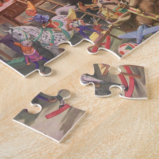 Weihnachten, Weihnachtsmann mit Elfen Workshop Puzzle (Seite)