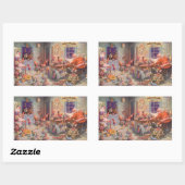 Weihnachten, Weihnachtsmann mit Elfen Workshop Rechteckiger Aufkleber (Blatt)