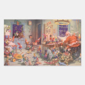Weihnachten, Weihnachtsmann mit Elfen Workshop Rechteckiger Aufkleber (Vorderseite)