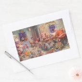 Weihnachten, Weihnachtsmann mit Elfen Workshop Rechteckiger Aufkleber (Umschlag)