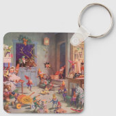 Weihnachten, Weihnachtsmann mit Elfen Workshop Schlüsselanhänger (Rückseite)
