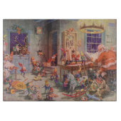 Weihnachten, Weihnachtsmann mit Elfen Workshop Schneidebrett (Vorderseite)