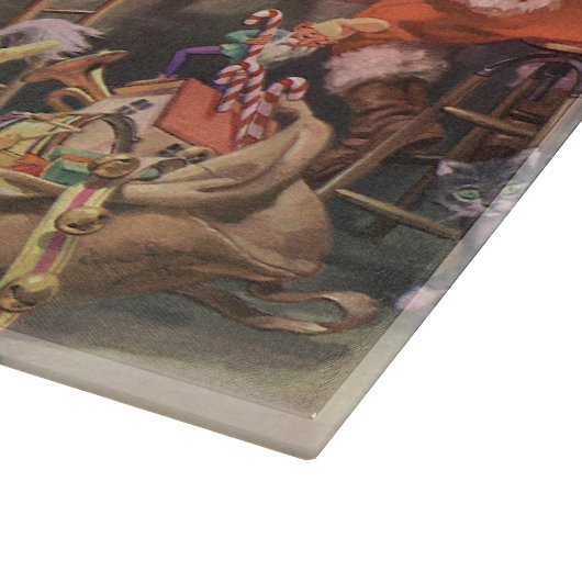 Weihnachten, Weihnachtsmann mit Elfen Workshop Schneidebrett (Ecke)