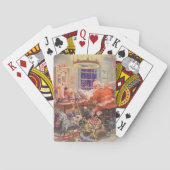 Weihnachten, Weihnachtsmann mit Elfen Workshop Spielkarten (Rückseite)