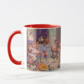 Weihnachten, Weihnachtsmann mit Elfen Workshop Tasse (Links)