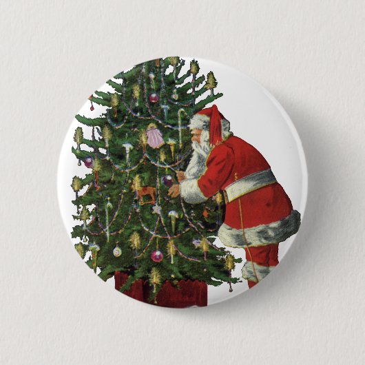 Weihnachten, Weihnachtsmann mit Geschenken Button (Vorderseite)