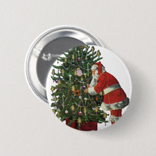 Weihnachten, Weihnachtsmann mit Geschenken Button