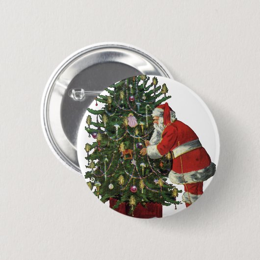 Weihnachten, Weihnachtsmann mit Geschenken Button (Vorne & Hinten)