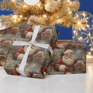Weihnachten Weihnachtsmann mit Geschenken Geschenkpapier