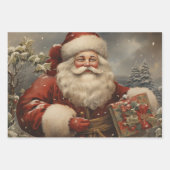 Weihnachten Weihnachtsmann mit Geschenken Geschenkpapier Set (Vorderseite 2)