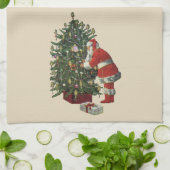 Weihnachten, Weihnachtsmann mit Geschenken Geschirrtuch (Gefaltet)