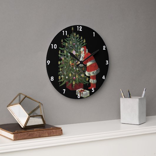 Weihnachten, Weihnachtsmann mit Geschenken Große Wanduhr (Büro)