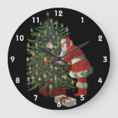 Weihnachten, Weihnachtsmann mit Geschenken Große Wanduhr (Vorderseite)