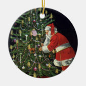 Weihnachten, Weihnachtsmann mit Geschenken Keramik Ornament (Vorne)