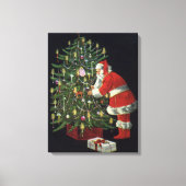 Weihnachten, Weihnachtsmann mit Geschenken Leinwanddruck (Vorderseite)