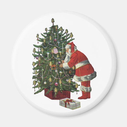 Weihnachten, Weihnachtsmann mit Geschenken Magnet (Vorne)