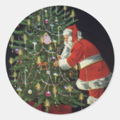 Weihnachten, Weihnachtsmann mit Geschenken Runder Aufkleber (Vorderseite)