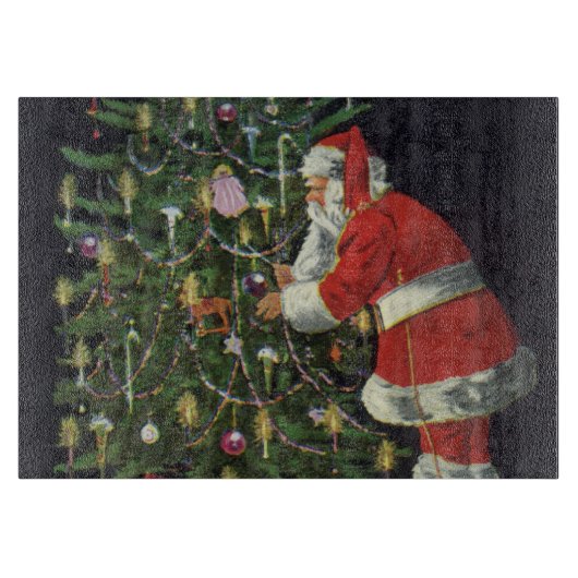 Weihnachten, Weihnachtsmann mit Geschenken Schneidebrett (Vorderseite)