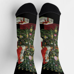 Weihnachten, Weihnachtsmann mit Geschenken Socken