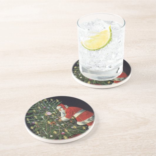 Weihnachten, Weihnachtsmann mit Geschenken Untersetzer (Seite)