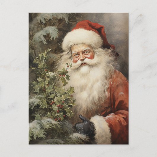 Weihnachten Weihnachtsmann mit Holly Berry (Vorderseite)