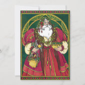 Weihnachten, Weihnachtsmann mit Holly-Blätter Einladung (Vorderseite)