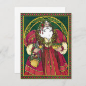 Weihnachten, Weihnachtsmann mit Holly-Blätter Feiertagskarte (Vorne/Hinten)