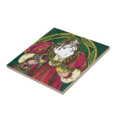 Weihnachten, Weihnachtsmann mit Holly-Blätter Fliese (Seite)