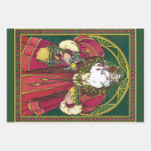 Weihnachten, Weihnachtsmann mit Holly-Blätter Geschenkpapier Set (Vorderseite)