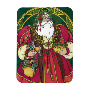 Weihnachten, Weihnachtsmann mit Holly-Blätter Magnet