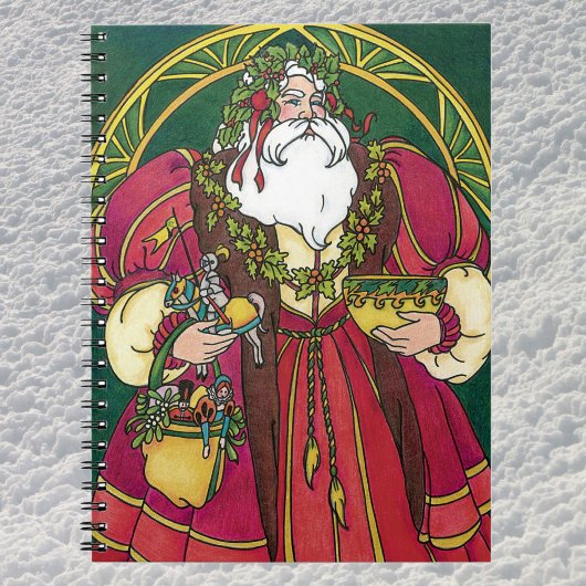 Weihnachten, Weihnachtsmann mit Holly-Blätter Notizblock