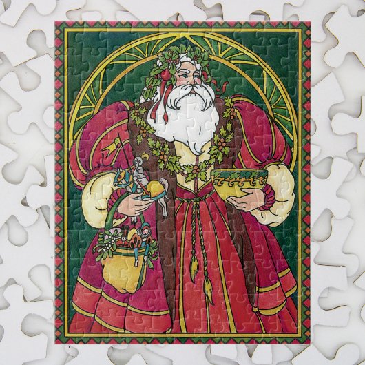Weihnachten, Weihnachtsmann mit Holly-Blätter Puzzle