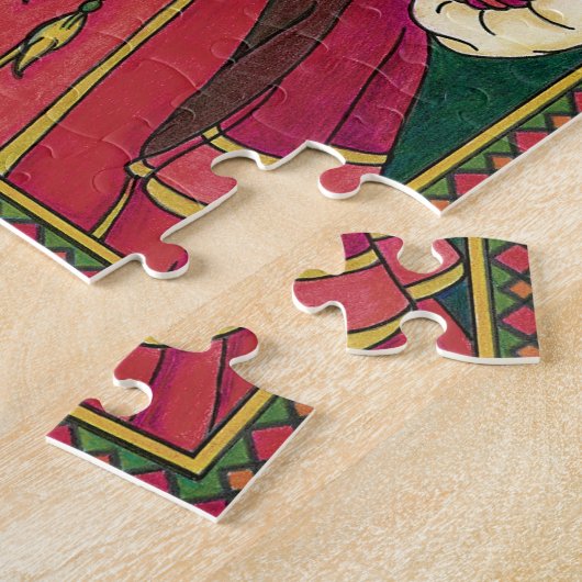 Weihnachten, Weihnachtsmann mit Holly-Blätter Puzzle (Seite)