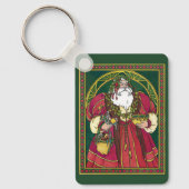 Weihnachten, Weihnachtsmann mit Holly-Blätter Schlüsselanhänger (Vorderseite)