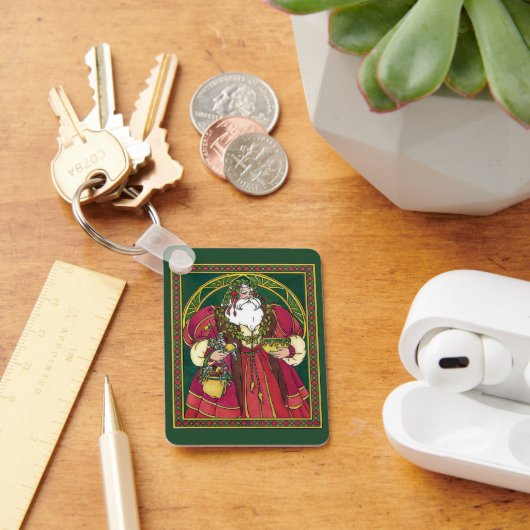 Weihnachten, Weihnachtsmann mit Holly-Blätter Schlüsselanhänger (Schreibtisch)