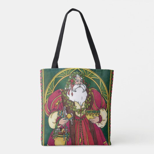 Weihnachten, Weihnachtsmann mit Holly-Blätter Tasche (Rückseite)