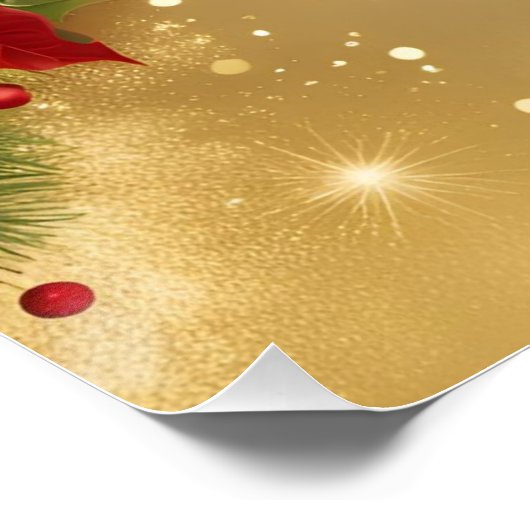 Weihnachten Weihnachtsmann mit Poinsettia Poster (Ecke)