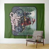 Weihnachten Weihnachtsmann Motorradfahren Hintergr Wandteppich (Beispiel (Horizontal))