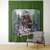 Weihnachten Weihnachtsmann Motorradfahren Hintergr Wandteppich (Beispiel)