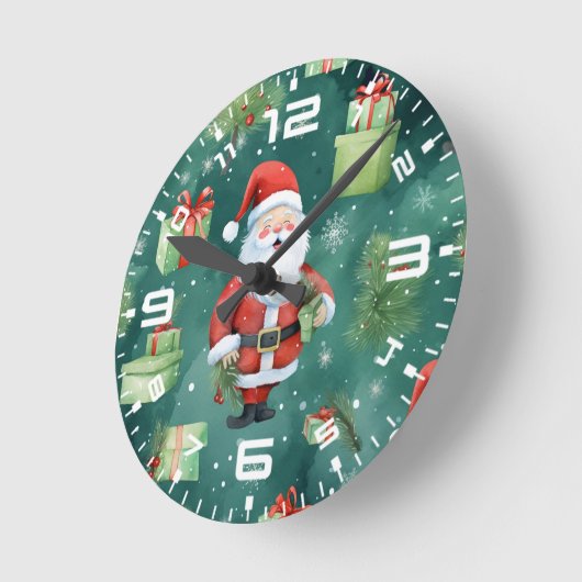 Weihnachten Weihnachtsmann Nahtloses Muster-82909 Runde Wanduhr (Winkel)