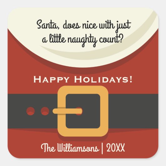 Weihnachten Weihnachtsmann Naughty & Nice Quadratischer Aufkleber (Vorderseite)