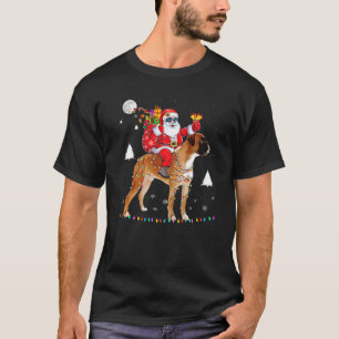 Weihnachten Weihnachtsmann Reiten Boxer Dog Lights T-Shirt