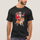 Weihnachten Weihnachtsmann Reiten English Bulldog T-Shirt (Vorderseite)